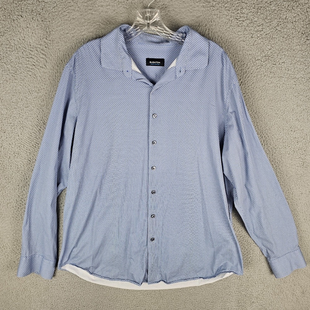 Bugatchi Shirt Mens XL Geo Print Stretch OoohCotton Tech Button-Up PF9854K83